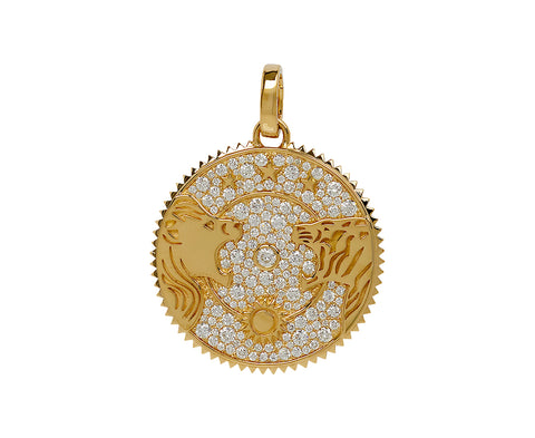 Large Pavé Solar & Lunar Medallion with Push Gate ONLY