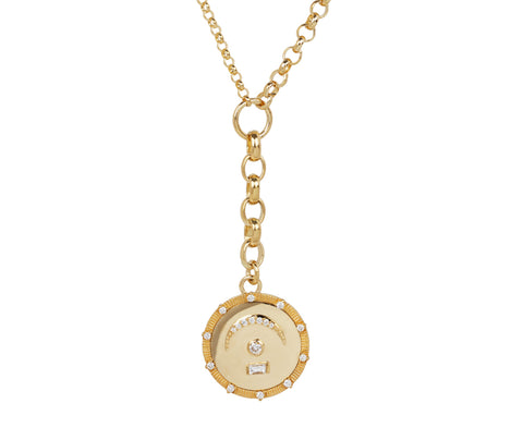 Foundrae Medium Mixed Belcher and Diamond Pause Medallion Necklace