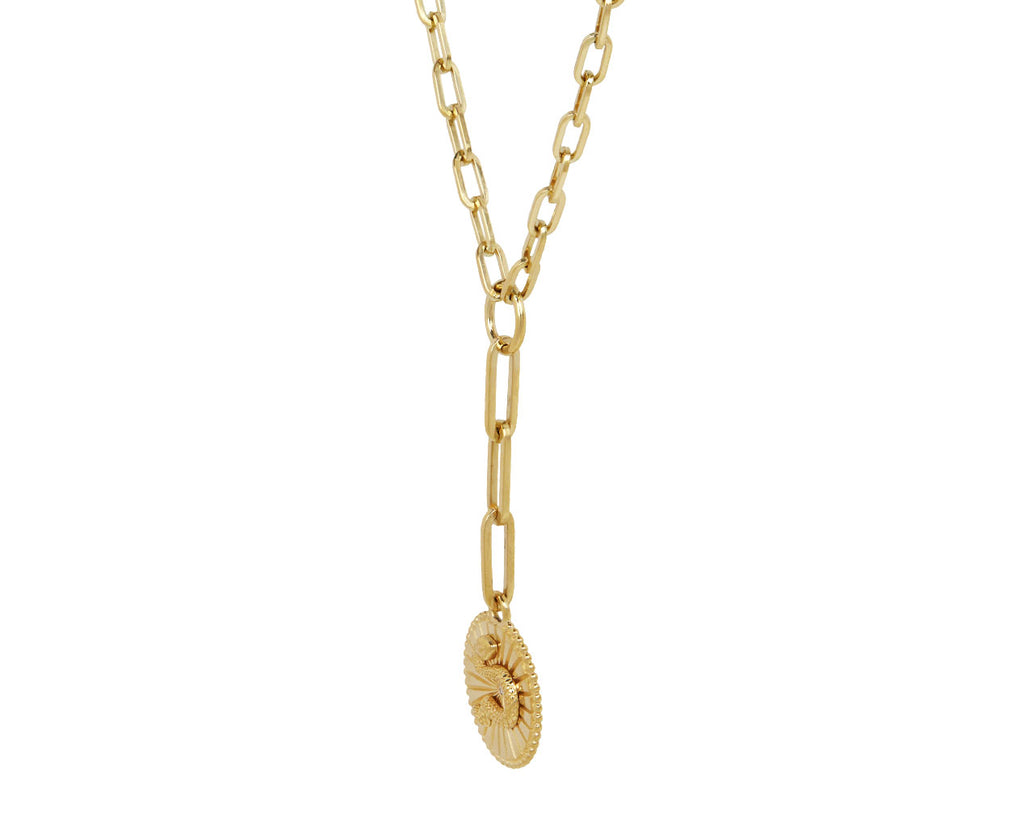 Foundrae Mixed Clip Chain and Baby Wholeness Medallion Necklace Side