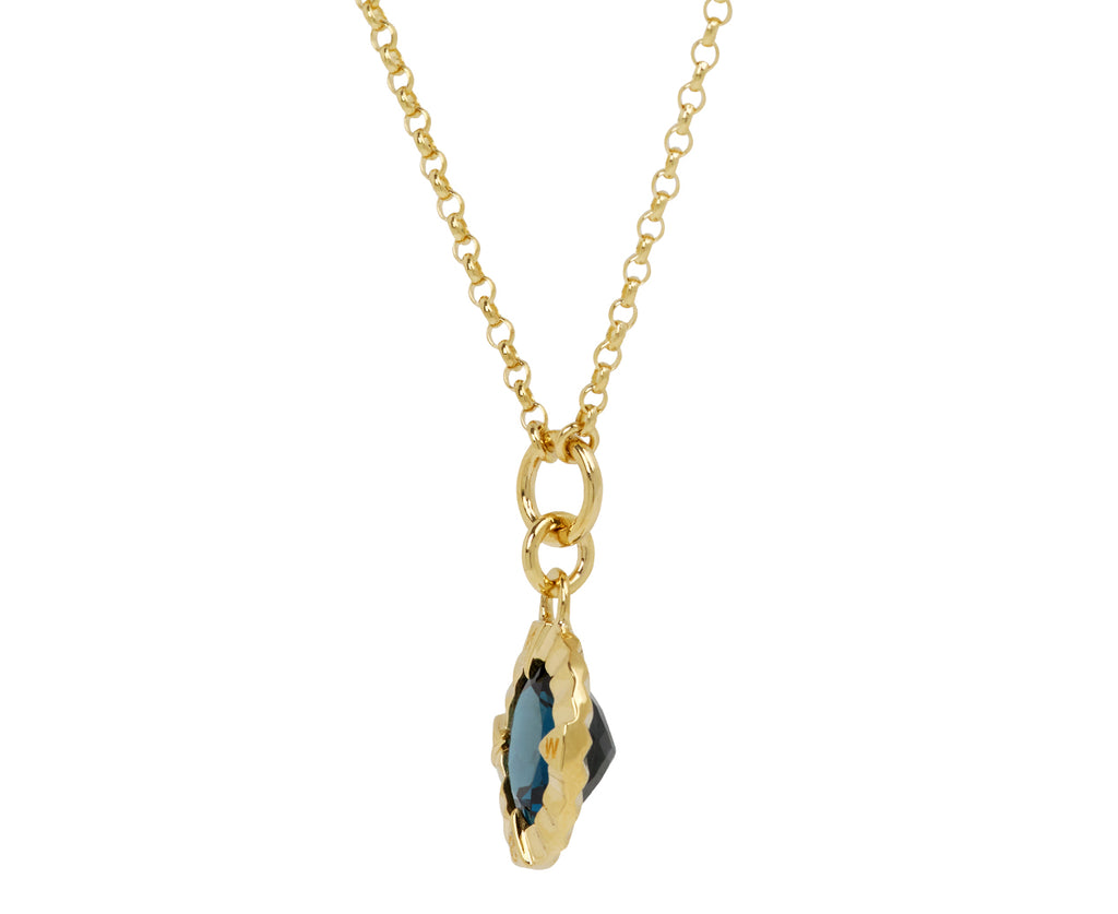 London Blue Topaz Internal Compass Fine Belcher Necklace