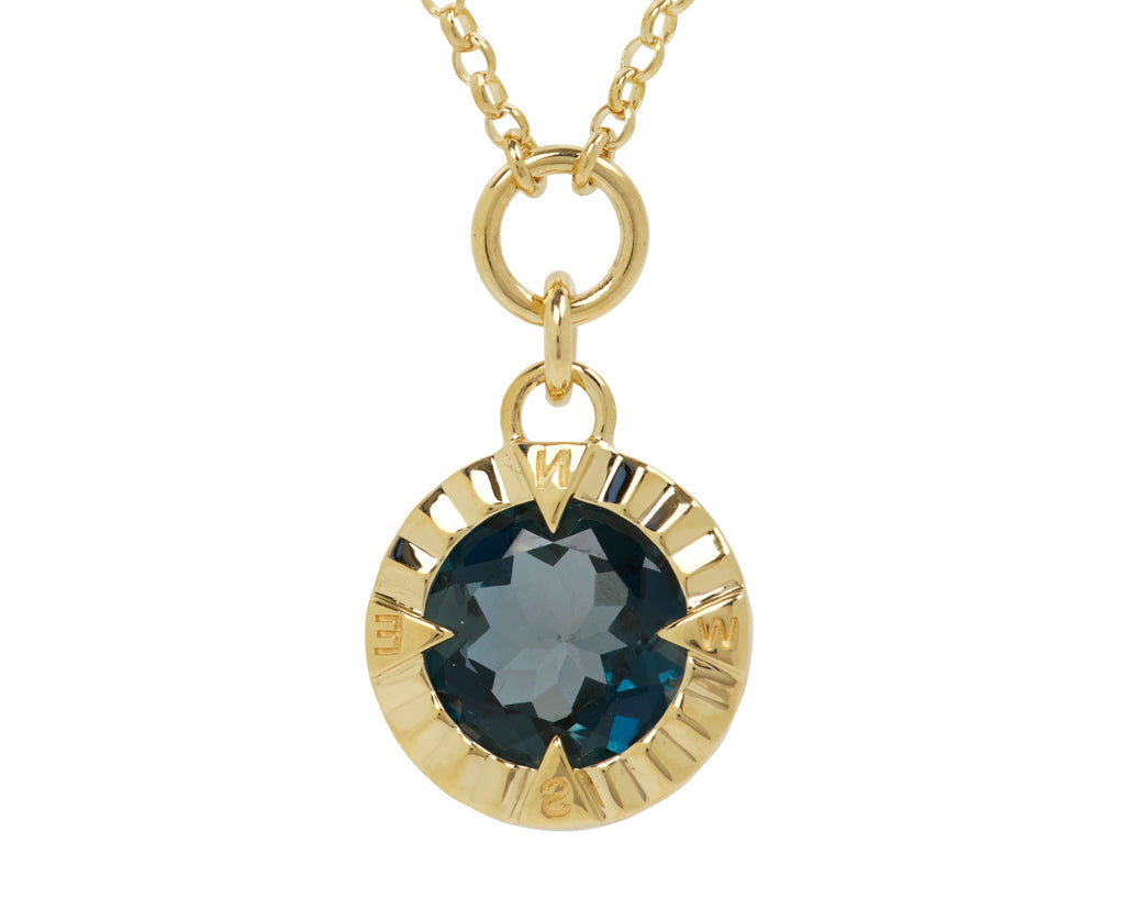 London Blue Topaz Internal Compass Fine Belcher Necklace
