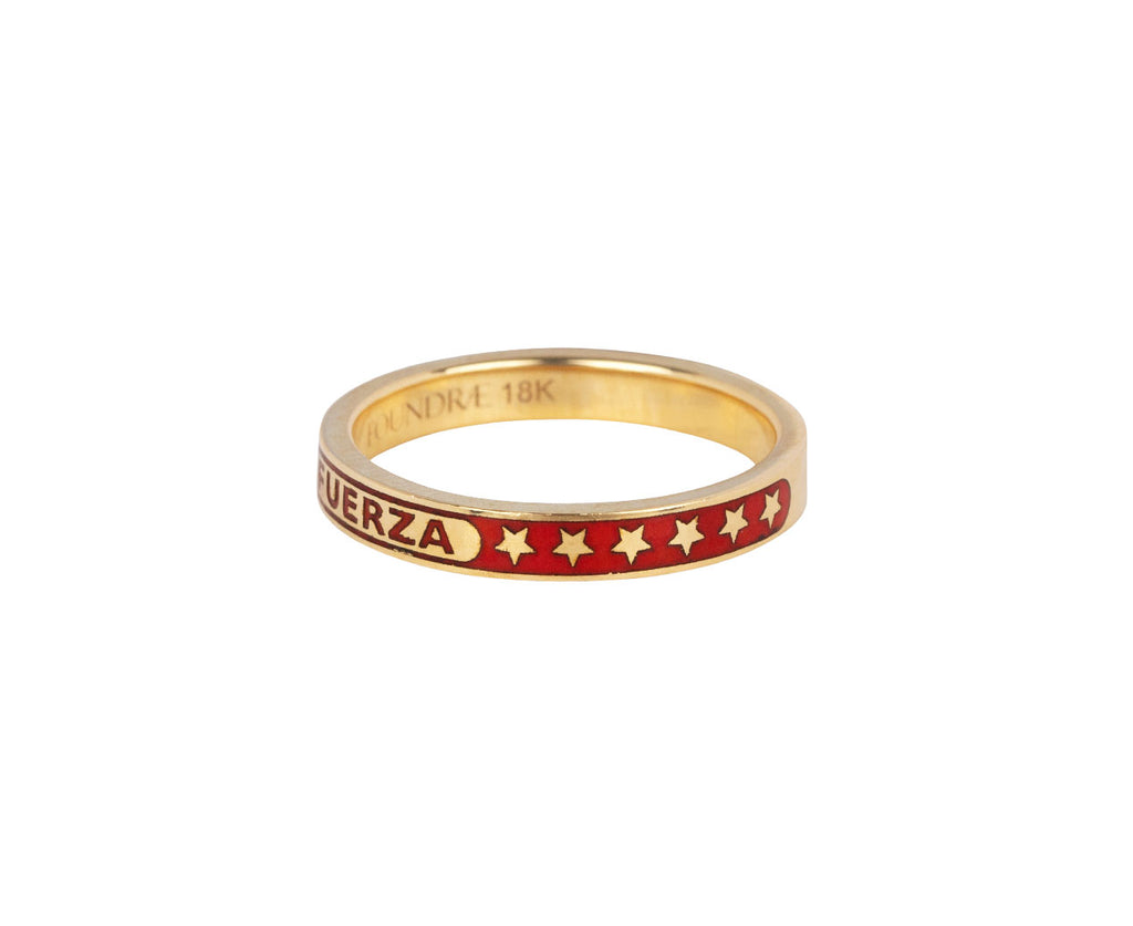 Red Enamel Strength Thin Stacking Band
