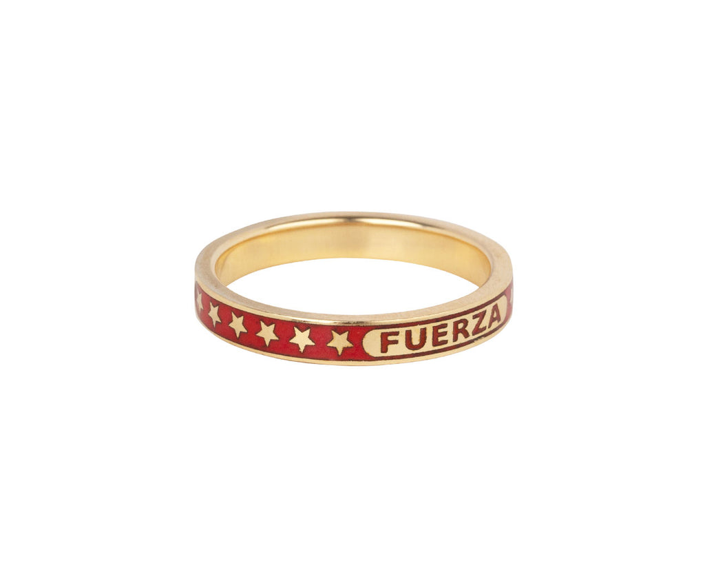 Red Enamel Strength Thin Stacking Band