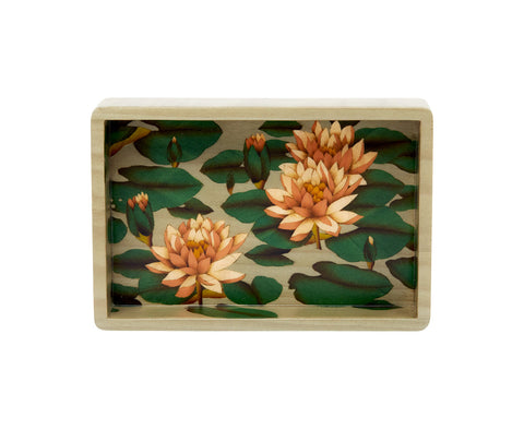 Small Lily Pad Pattern Marquetry Tray