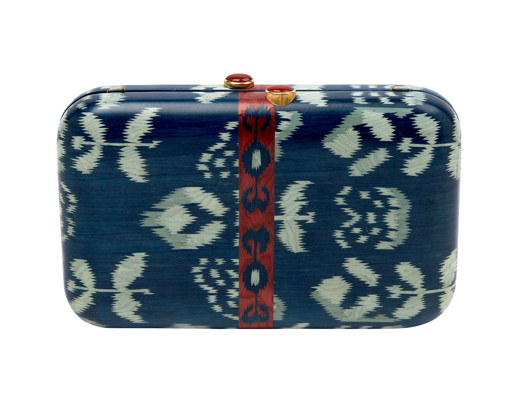 Blue Silk Road Marquetry Clutch