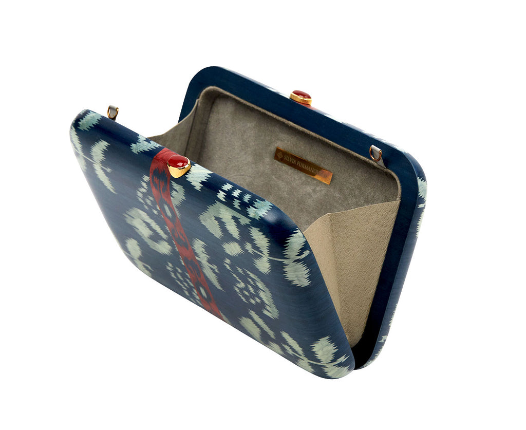 Blue Silk Road Marquetry Clutch