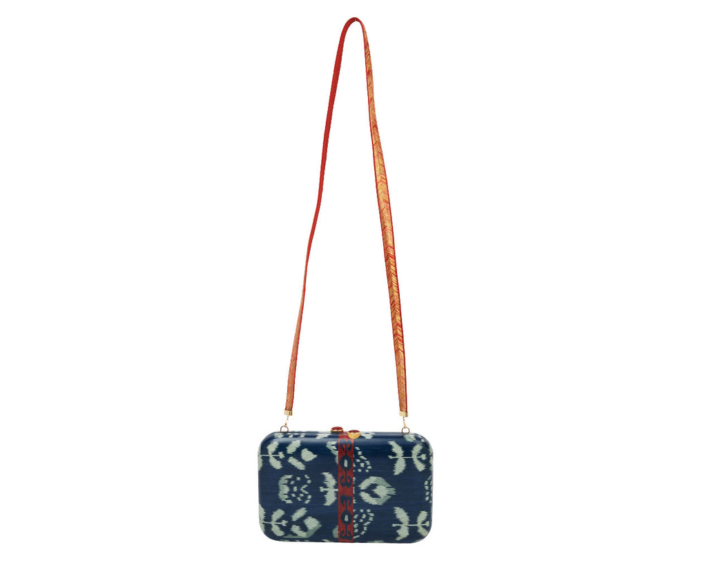 Blue Silk Road Marquetry Clutch