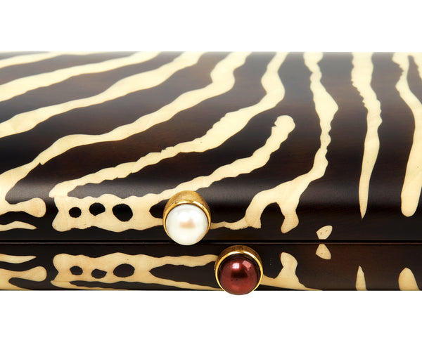 Silvia Furmanovich Marquetry Zebra Clutch with Pearl Closure