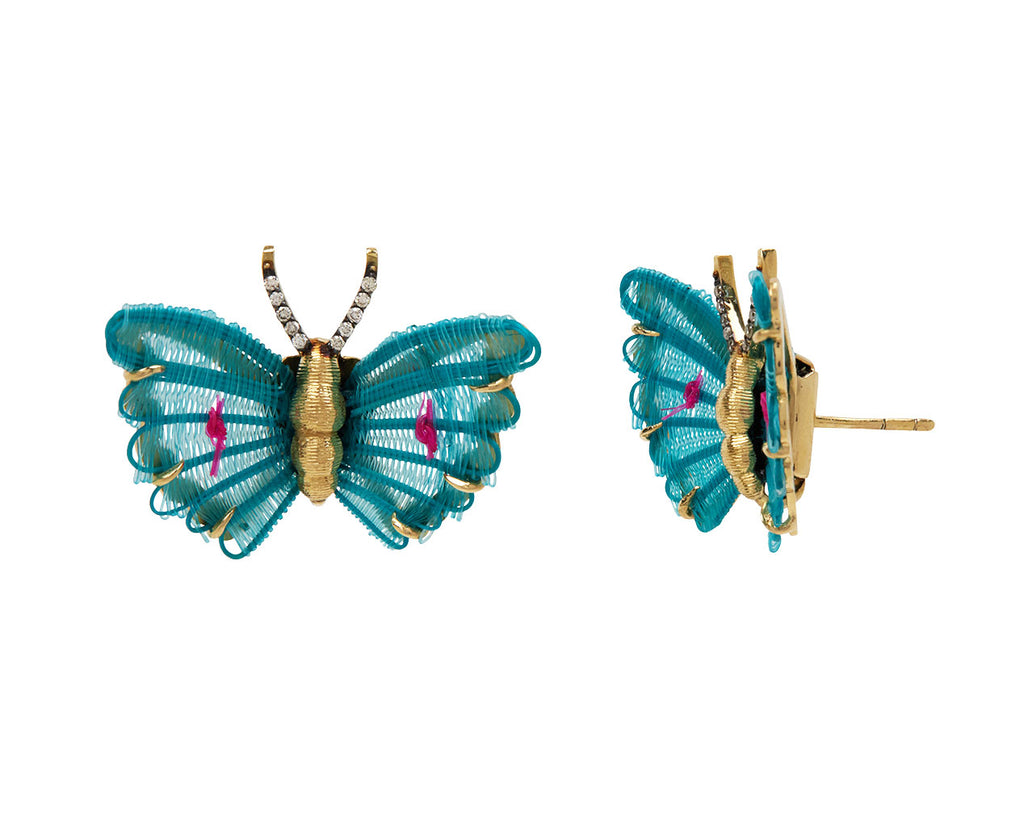 Blue Horse Mane Butterfly Earrings