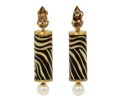 Smoky Quartz and Pearl Marquetry Drop Earrings - TWISTonline