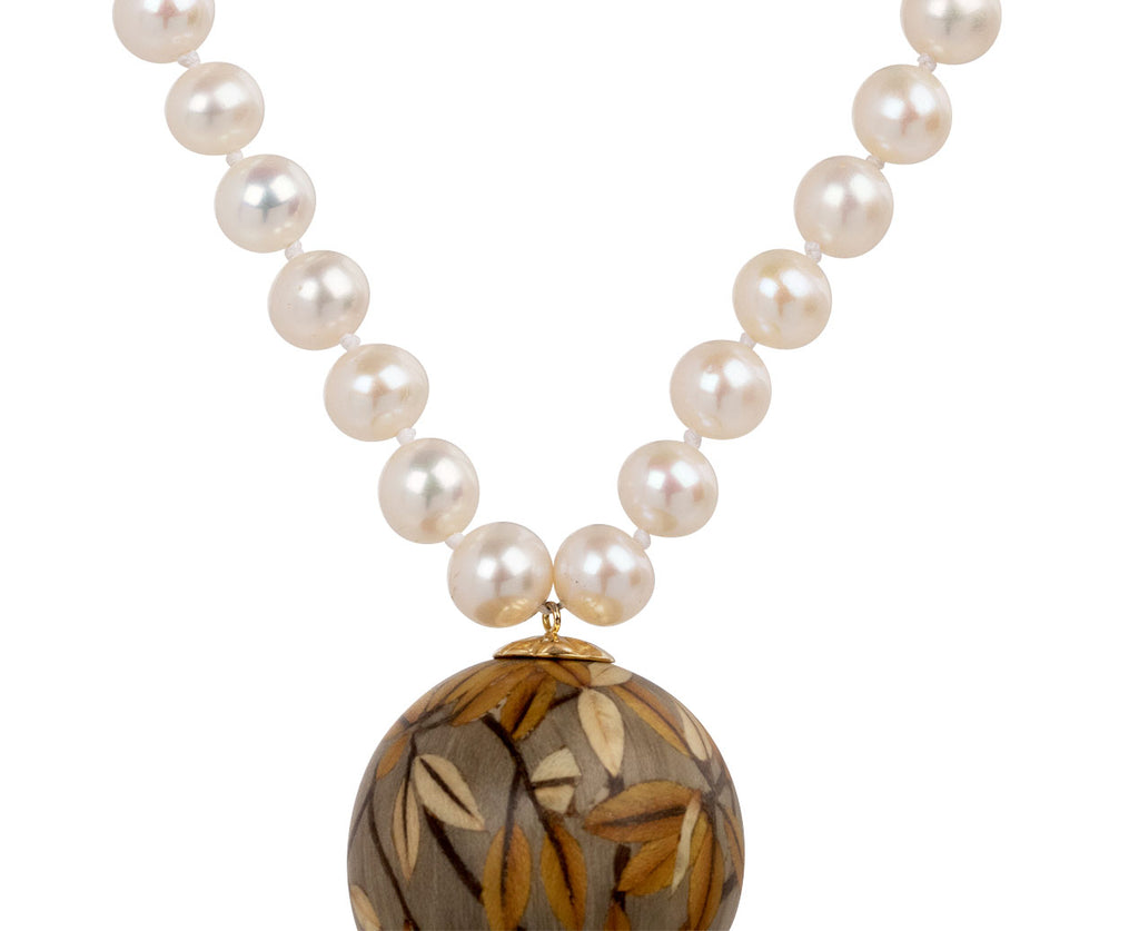 Silvia Furmanovich Pearl and Tassel Marquetry Ball Necklace Pearl Close Up