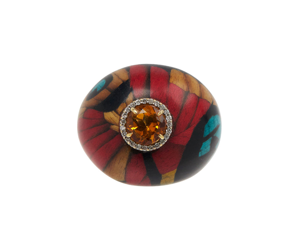 Marquetry Butterfly and Citrine Ring