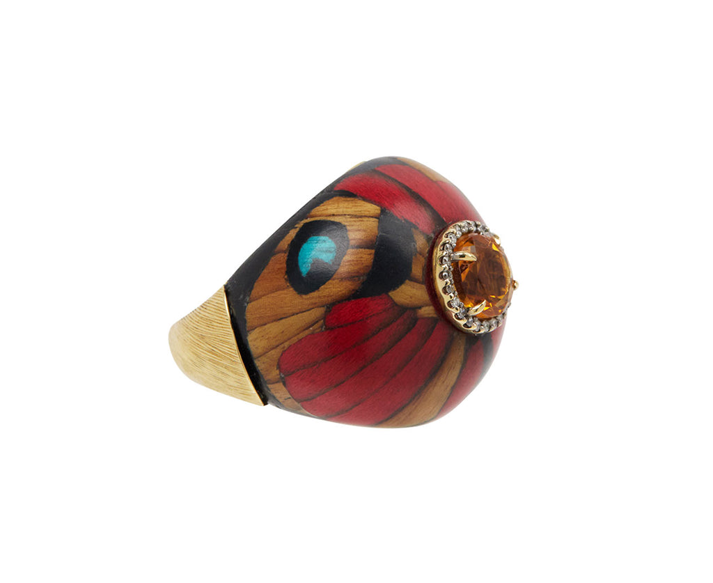 Marquetry Butterfly and Citrine Ring