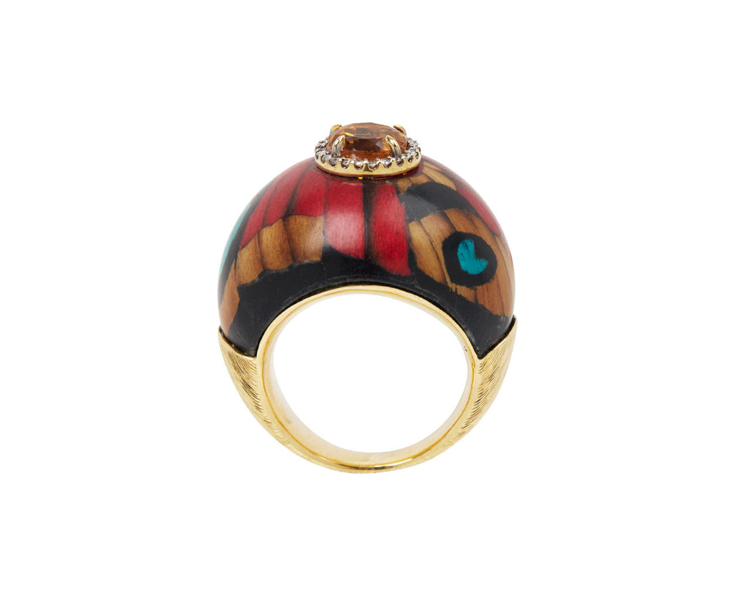 Marquetry Butterfly and Citrine Ring