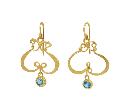 Gold Little Lute Shaped Apatite Drop Earrings