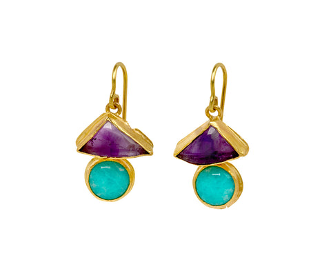 Small Amethyst and Amazonite Earrings