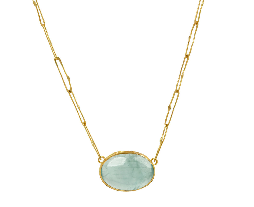Aquamarine Cabochon Echo Necklace