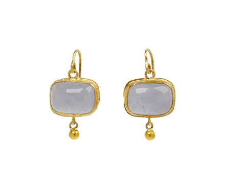 Judy Geib Blue Chalcedony and Gold Ball Drop Earrings