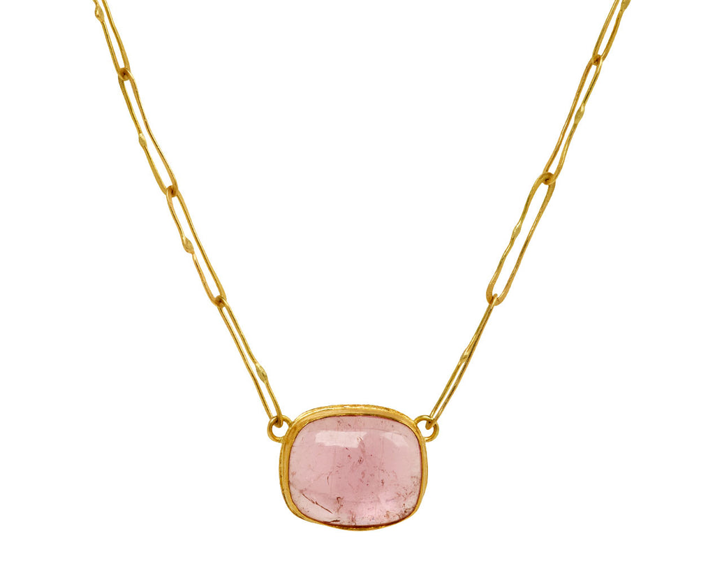 Judy Geib Cushion Cut Cabochon Pink Tourmaline Echo Necklace