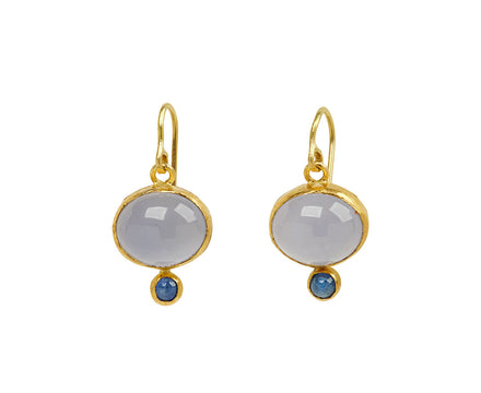 Judy Geib Chalcedony and Blue Sapphire Drop Earrings