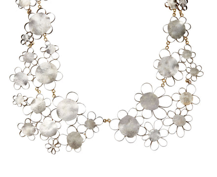 Silver Cherry Blossom Peter Pan Collar Necklace