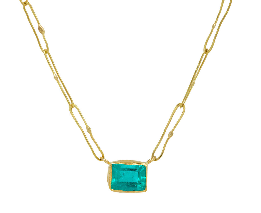 Lovely Rectangular Colombian Emerald Echo Necklace