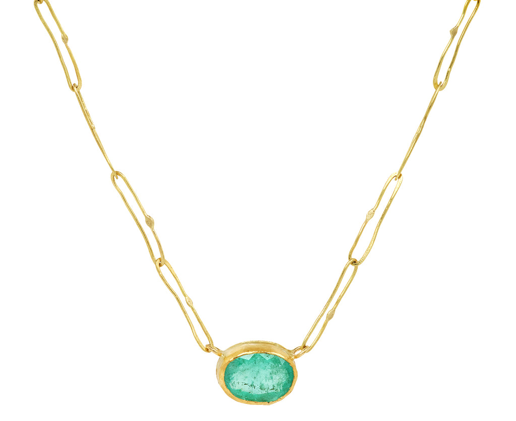 Lovely Oval Colombian Emerald Echo Necklace