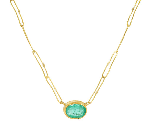 Lovely Oval Colombian Emerald Echo Necklace