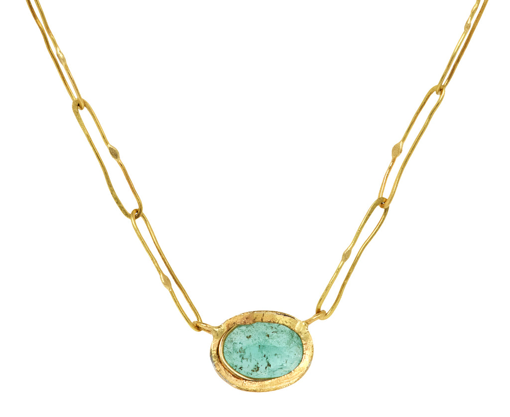 Lovely Oval Colombian Emerald Echo Necklace