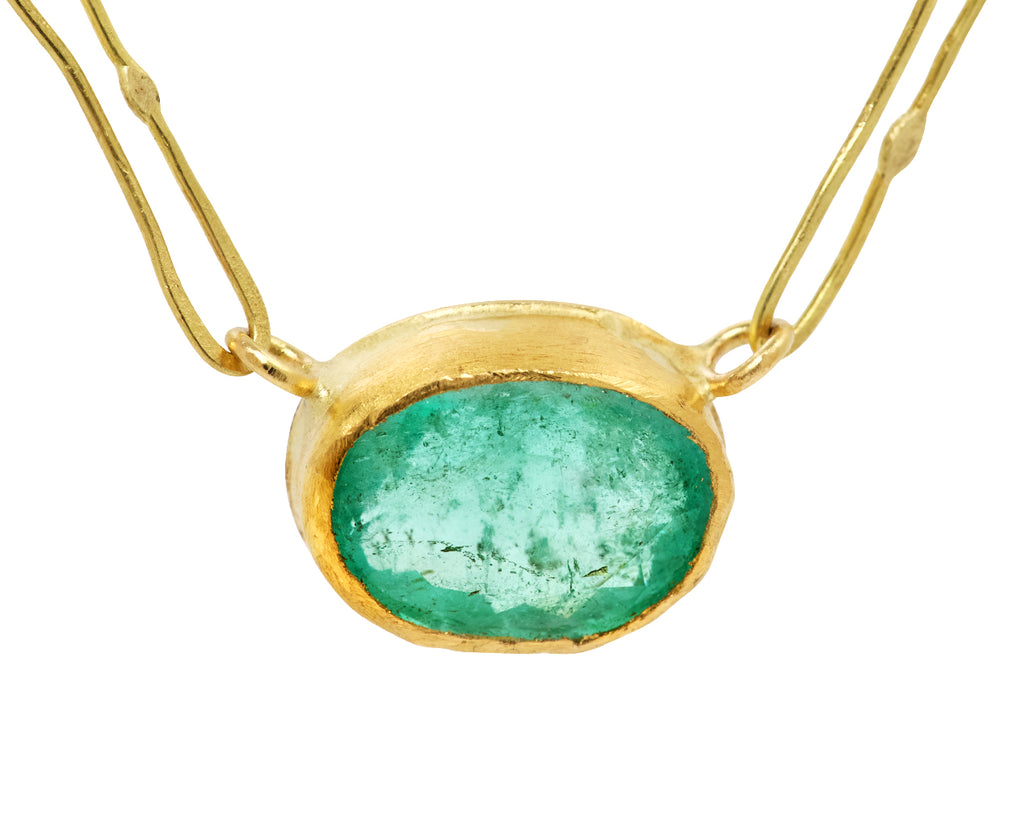 Lovely Oval Colombian Emerald Echo Necklace