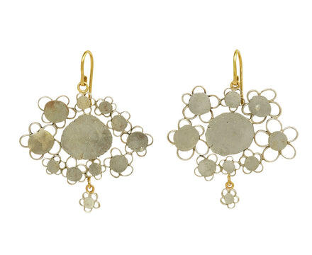 Judy Geib Silver Flowery Chandelier Earrings