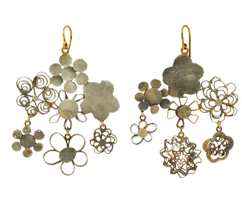 Larger Silver Flowery Chandelier Earrings