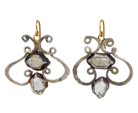 Wispy Elaborate Herkimer Diamond Drop Earrings