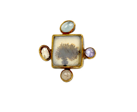 Fun Dendritic Agate and Multi Gem Ring