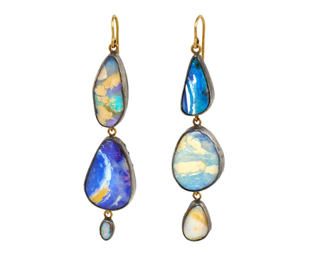 Triple Drop Wild Sky Boulder Opal Earrings