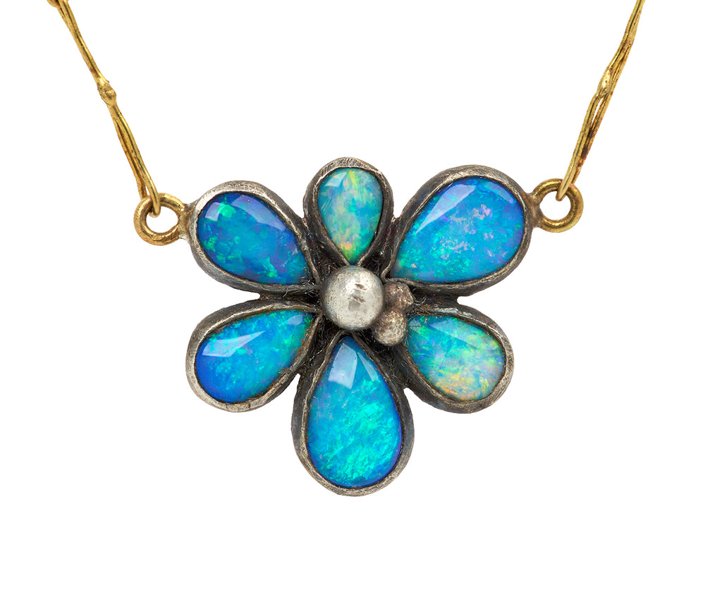 Opal Wildflower Pendant Necklace