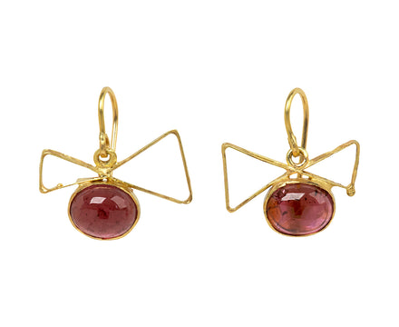 Pink Tourmaline Bow Earrings