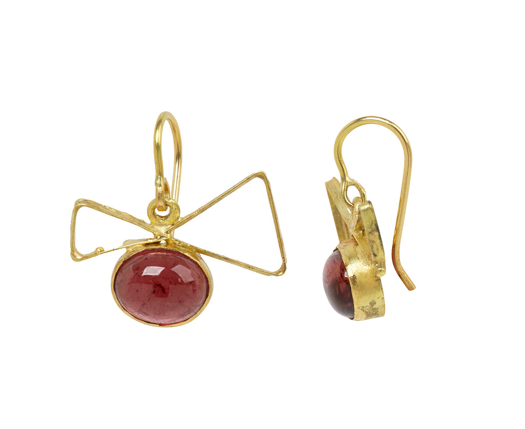 Pink Tourmaline Bow Earrings