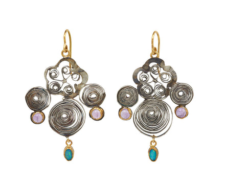 Silver Spirally Flower Earrings