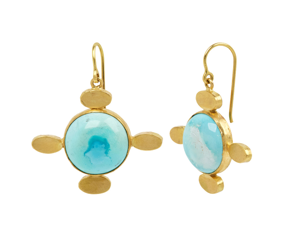 Pretty Persian Turquoise Gold Ellipsis Earrings