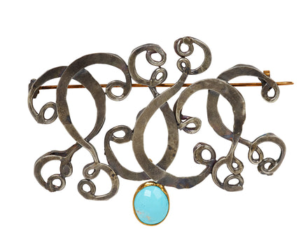 Silver Wispy and Persian Turquoise Pin