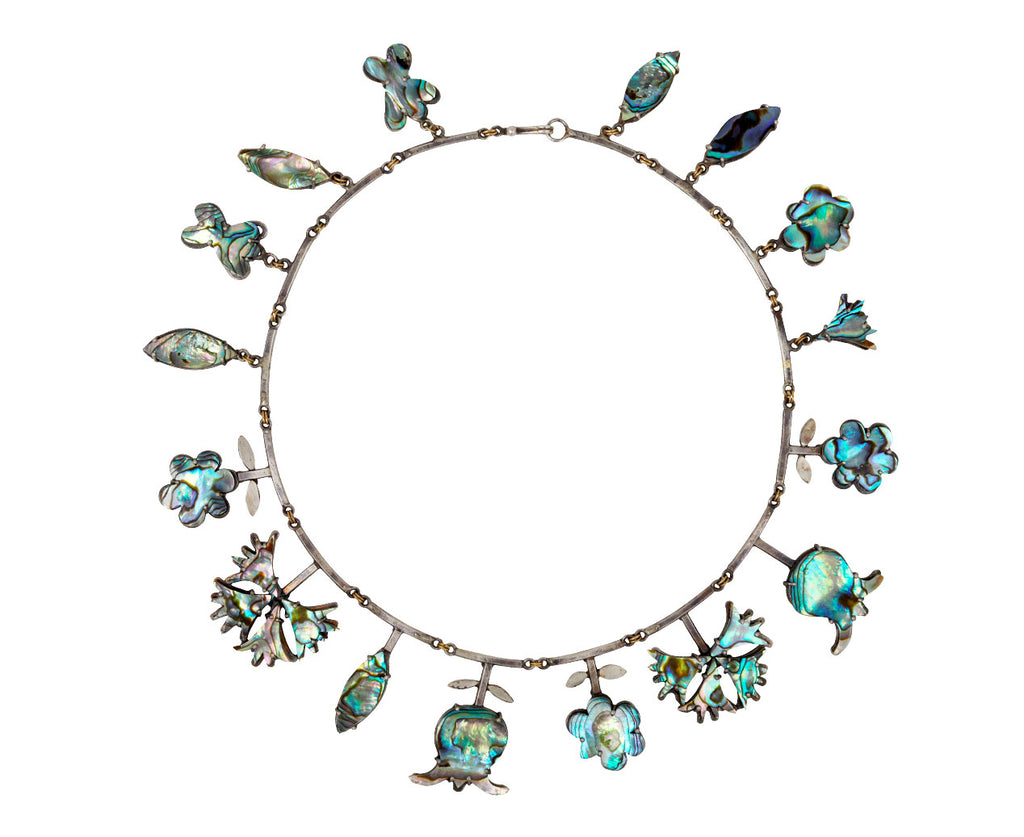 Flowery Abalone Drop Necklace