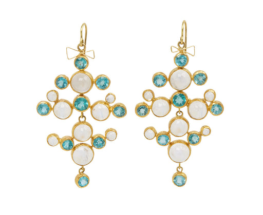 Apatite and Moonstone Chandelier Earrings