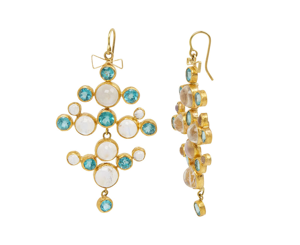 Apatite and Moonstone Chandelier Earrings