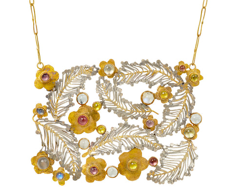 Silver Fern Cosmic Textile Pendant Necklace