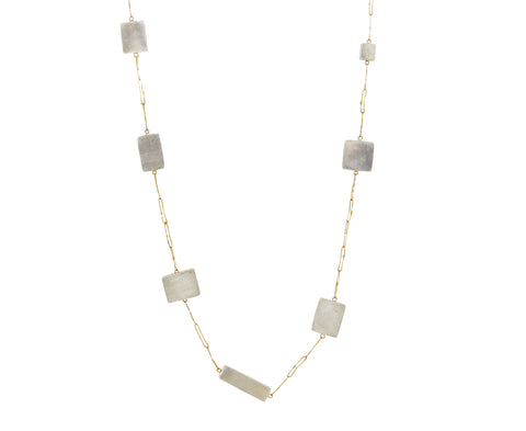 Scattered Silver Boxes Long Link Necklace