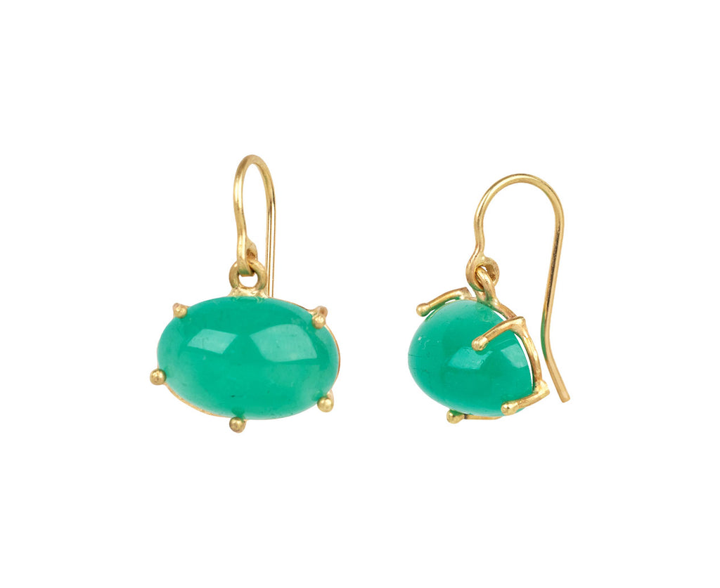 Judy Geib Bright Green Emerald Cabochon Earrings Side