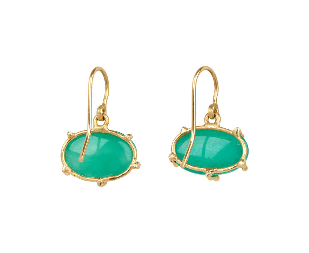 Bright Green Emerald Cabochon Earrings