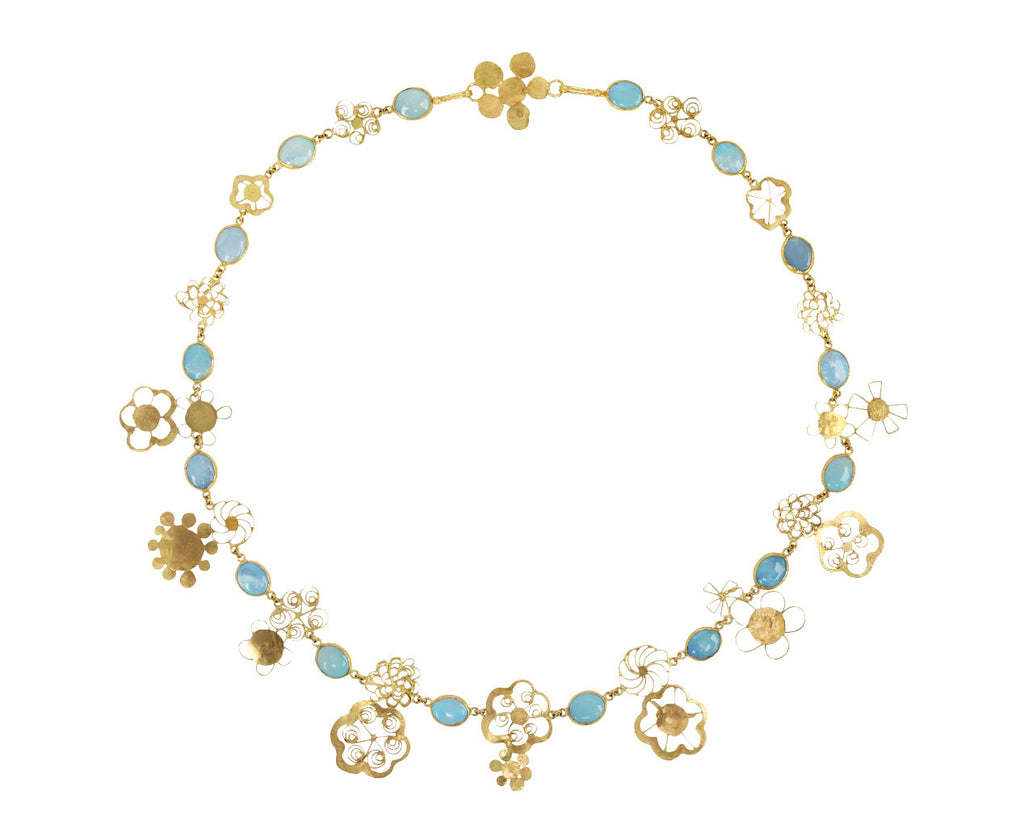 Gold and Opal Flowery Necklace