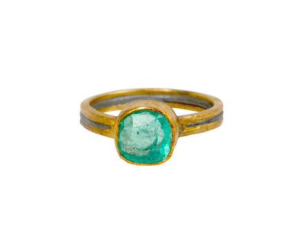 Lovely Cushion Cut Colombian Emerald Ring